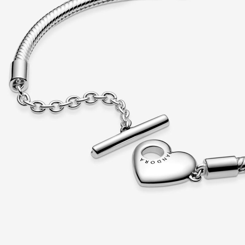 Bracciale Pandora Moments Con Maglia Snake, Cuore E Barretta A T