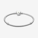 Bracciale Con Maglia Snake E Chiusura A Cuore Dorata A Cupola