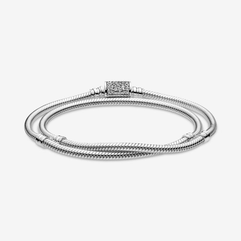 Doppio Bracciale Con Chiusura Pavè