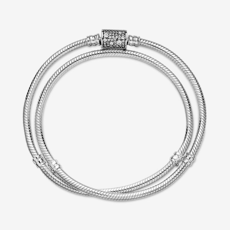 Doppio Bracciale Con Chiusura Pavè