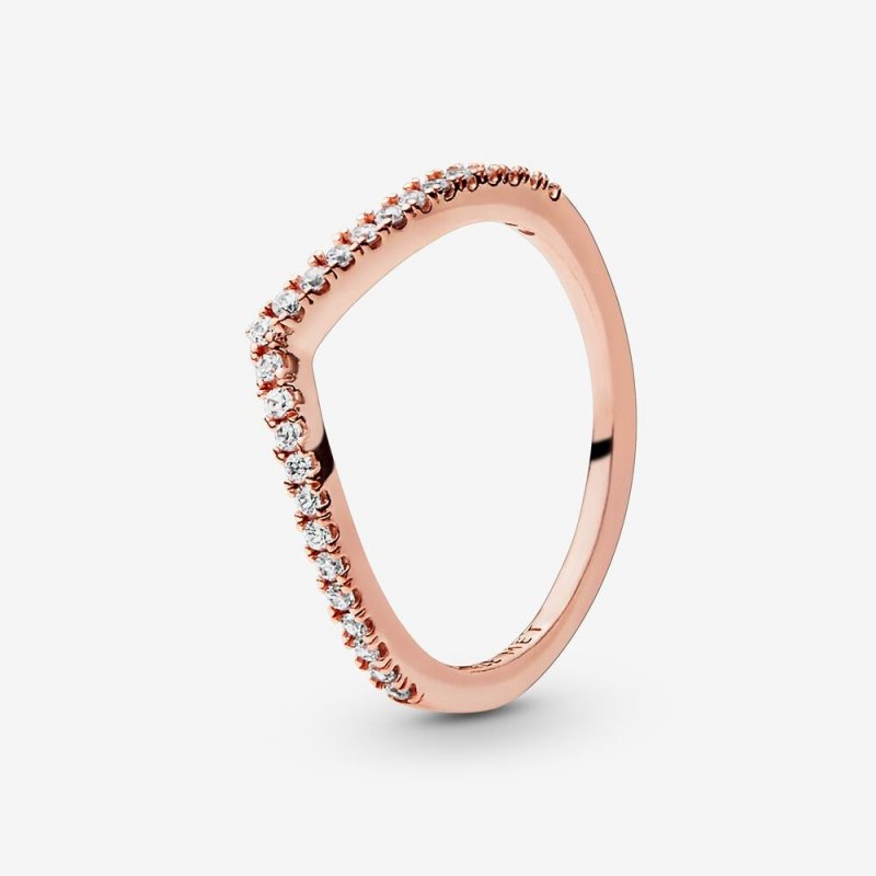 Wishbone Pandora Rose Ring With Clear Cu