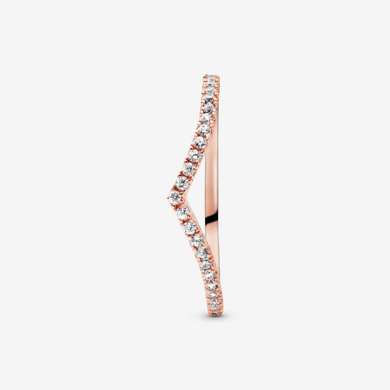 Wishbone Pandora Rose Ring With Clear Cu