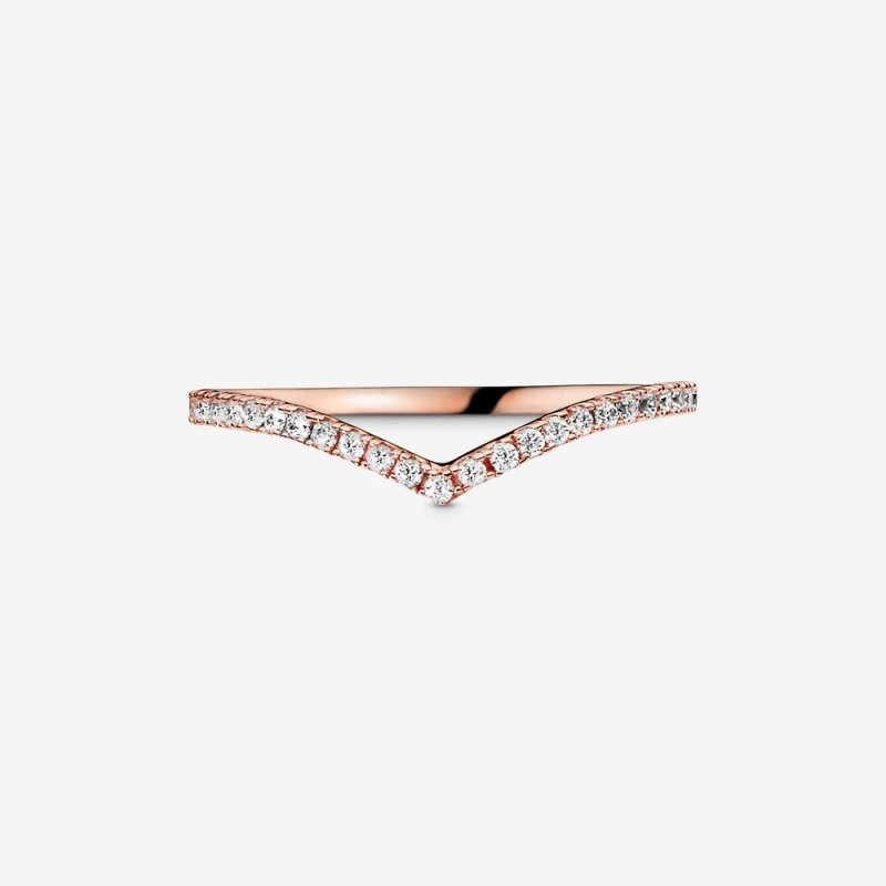 Wishbone Pandora Rose Ring With Clear Cu