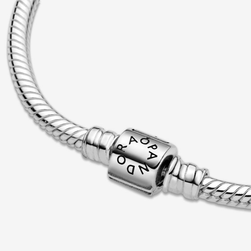 Bracciale Pandora Moments con maglia snake e chiusura a barile