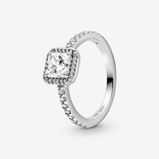 Anello Punto Luce scintillante con pietra quadrata