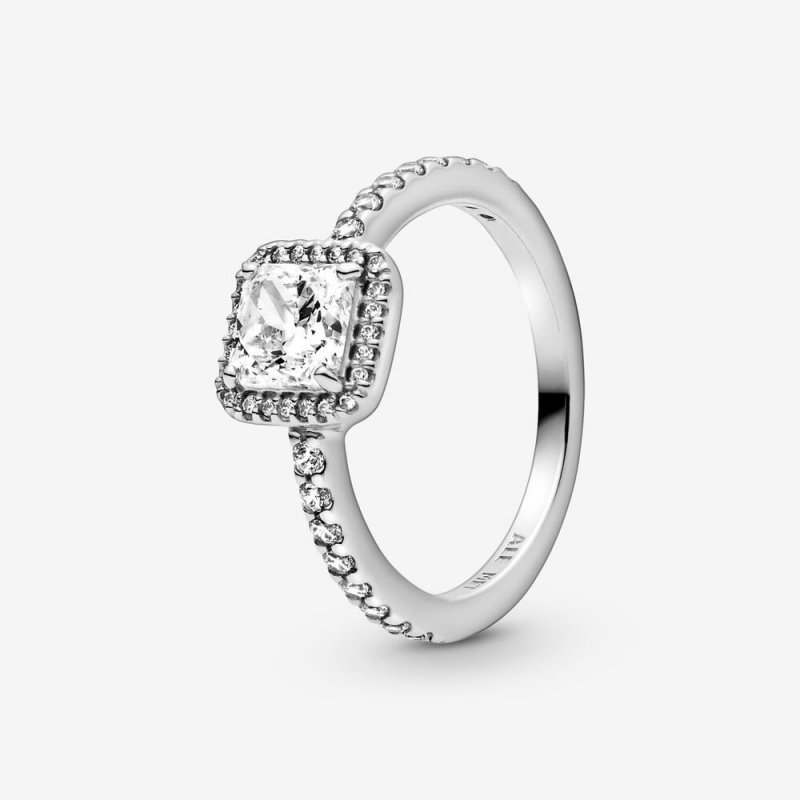 Anello Punto Luce scintillante con pietra quadrata
