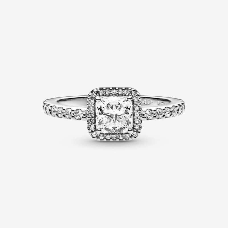 Anello Punto Luce scintillante con pietra quadrata