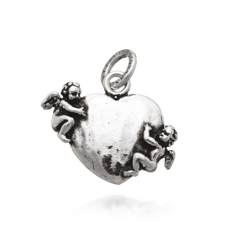 Giovanni Raspini - Charm Cuore Con Angeli - Argento