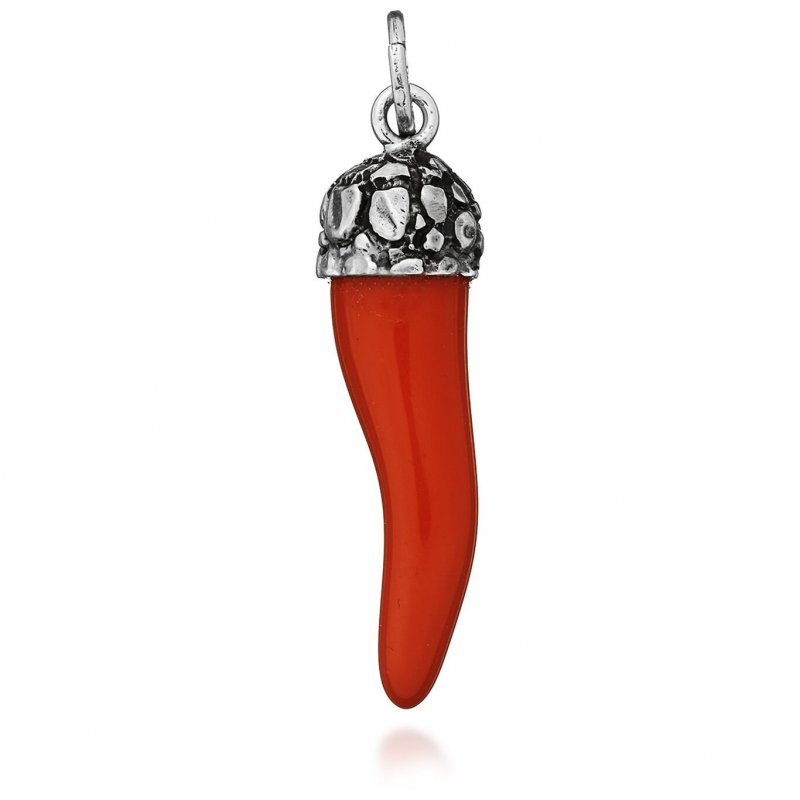 Giovanni Raspini - Charm Corno Rosso Croco - Argento