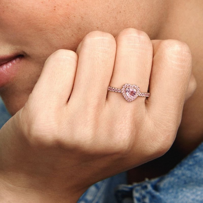 Anello Cuore In Rilievo Rosa