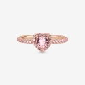 Anello Cuore In Rilievo Rosa