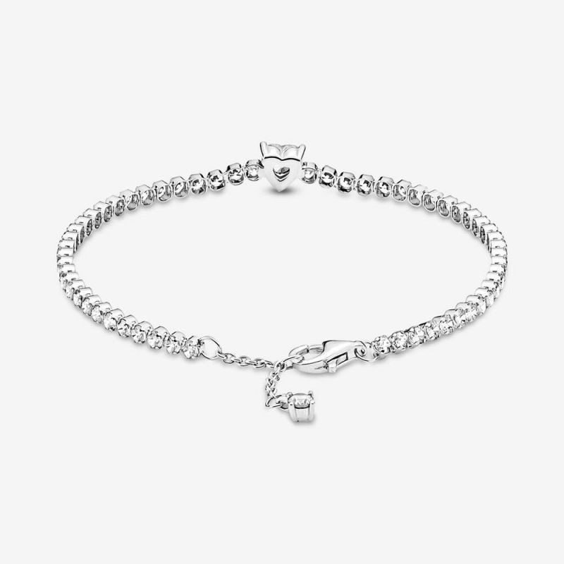Bracciale Tennis Con Cuore In Rilievo