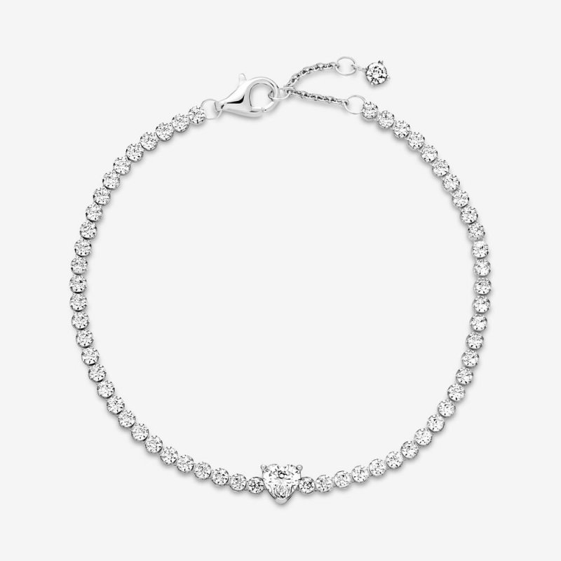 Bracciale Tennis Con Cuore In Rilievo