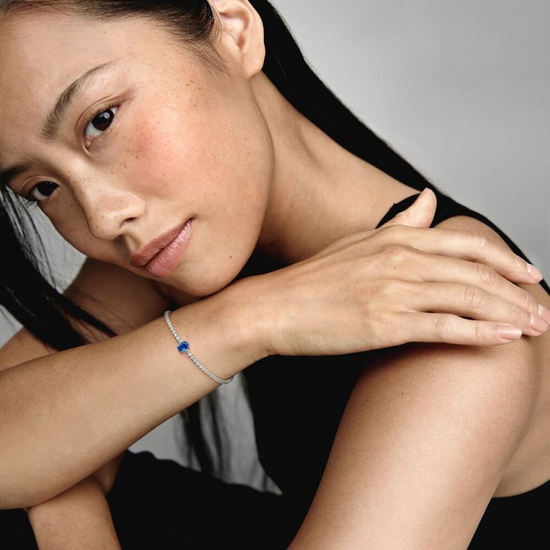 Bracciale Tennis Con Pietra Blu