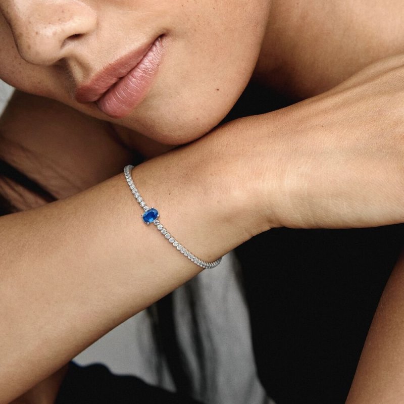 Bracciale Tennis Con Pietra Blu