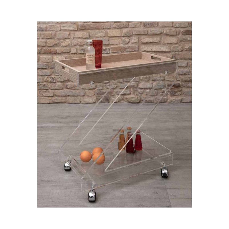 Carrello con Doppio Vassoio Rimovibile ZETA H 73cm Trasparente