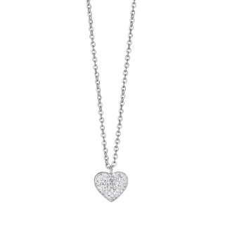 Collana In Acciaio Con Cuore E Cristalli Bianchi