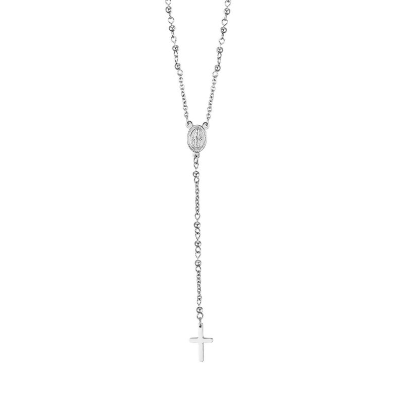 Collana Rosario In Acciaio Con Sfere In Acciaio