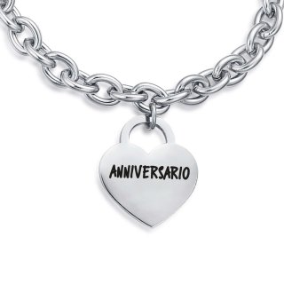 Bracciale In Acciaio Con Cuore Anniversario
