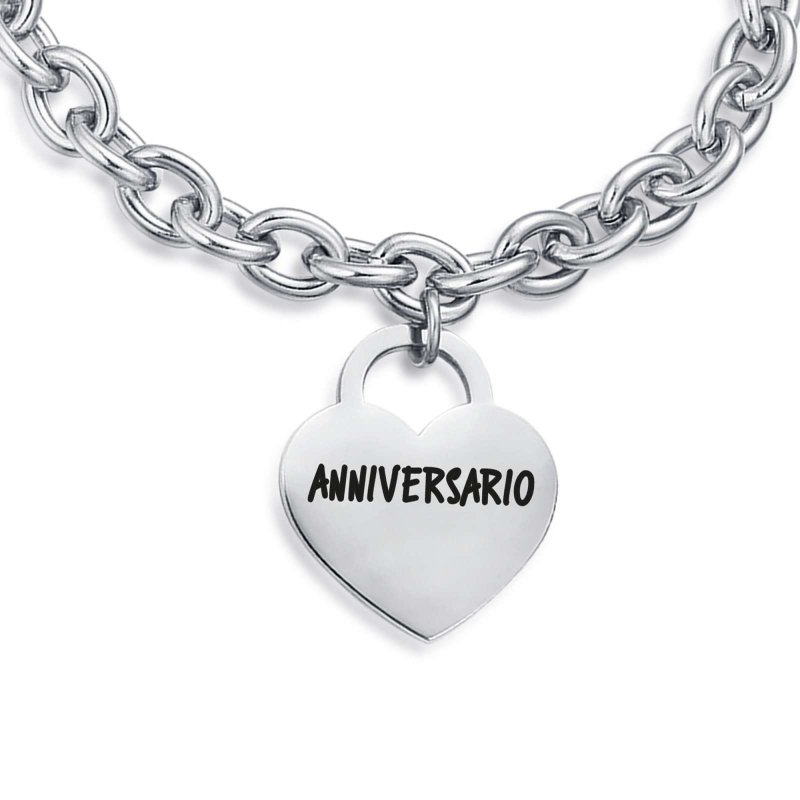 Bracciale In Acciaio Con Cuore Anniversario