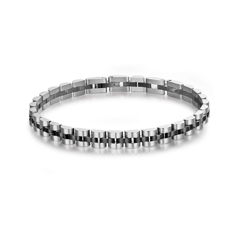 Bracciale In Acciaio Dettaglio Ip Nero