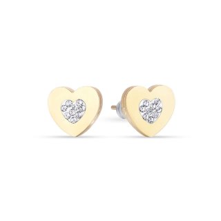 Orecchini In Acciaio Ip Gold Con Cuori Con Cristalli Bianchi