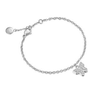 Bracciale In Acciaio Con Farfalla E Cristalli Bianchi