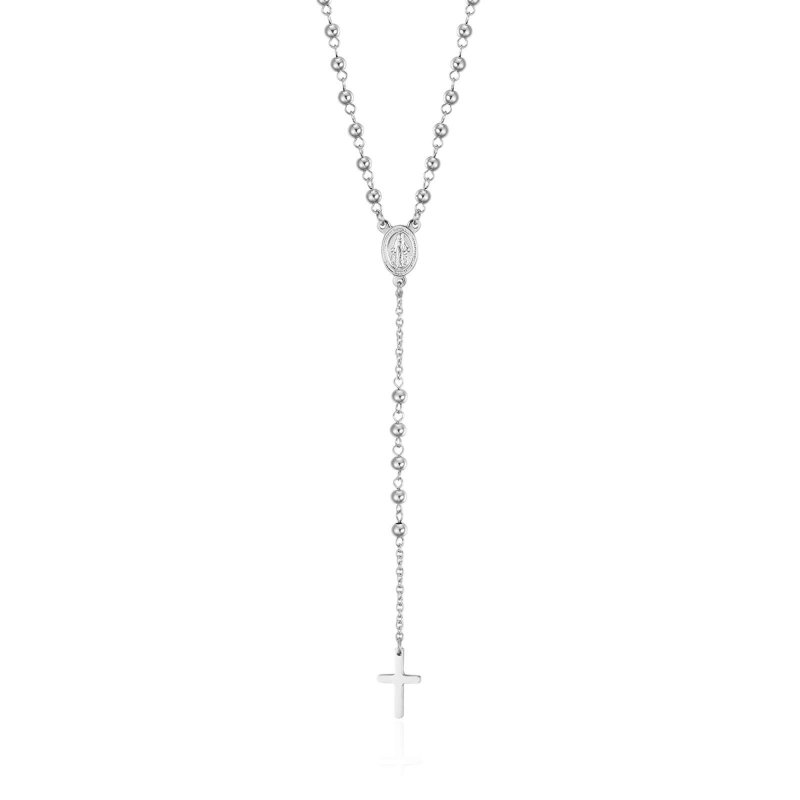 Collana Rosario In Acciaio Con Sfere In Acciaio