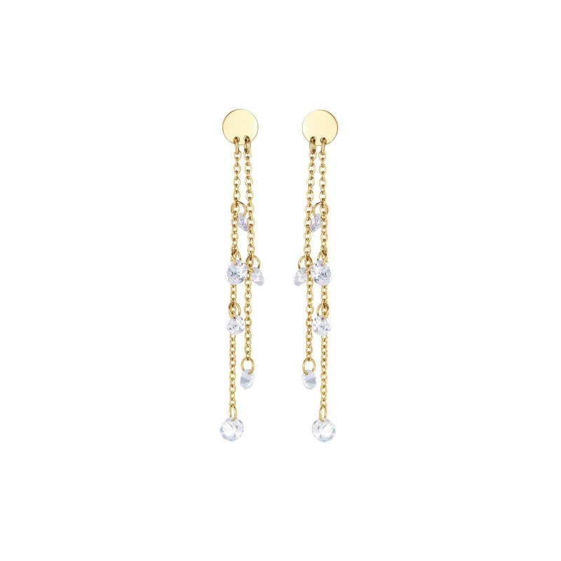 Orecchini In Acciaio Ip Gold Con Cristalli Bianchi