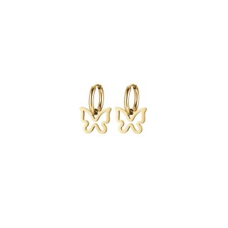 Orecchini In Acciaio Ip Gold Con Farfalla