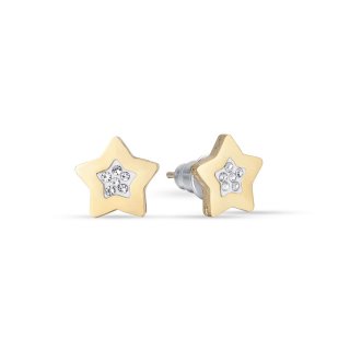 Orecchini In Acciaio Ip Gold Con Stelle Ccn Cristalli Bianchi