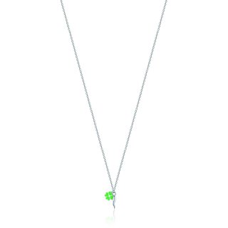 Collana Junior In Acciaio Con Corno E Quadrifoglio