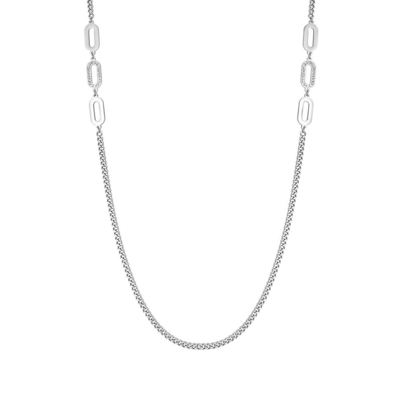 Collana In Acciaio Con Cristalli Bianchi