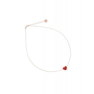 Girocollo Cuore Piccolo Smalto Rosso