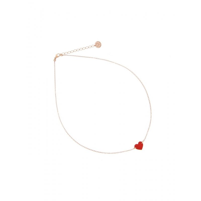Girocollo Cuore Piccolo Smalto Rosso