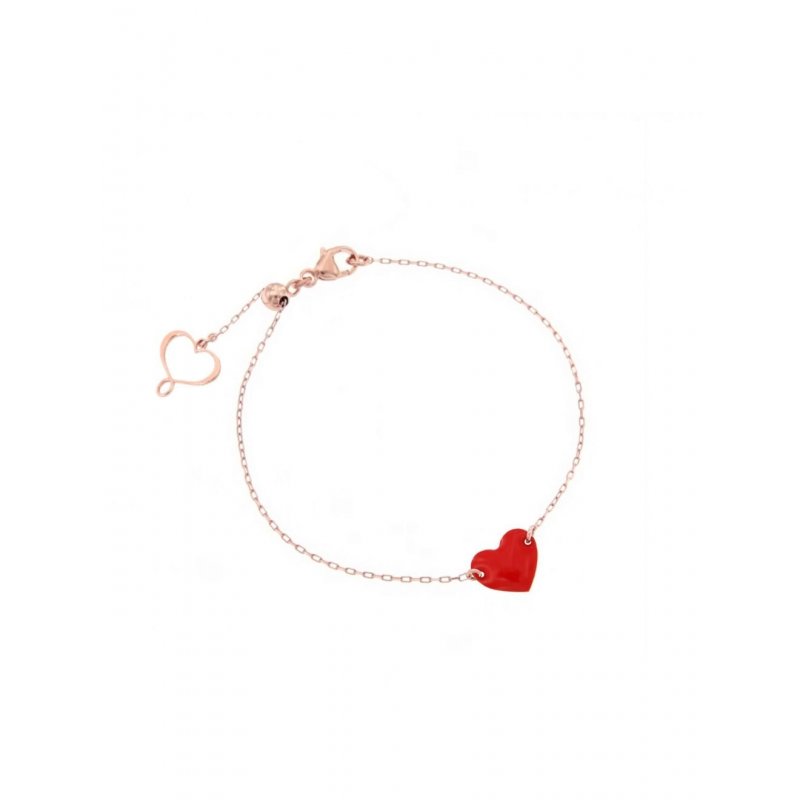 Bracciale Cuore Smalto Rosso