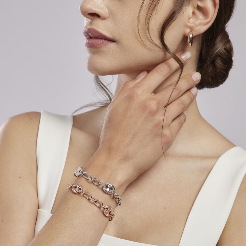 Mabina - Orecchini A Cerchio - Argento Rosato - 2 Cm