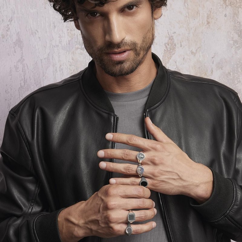 Mabina - Anello Beniamino - Argento Brunito - Zircone Nero
