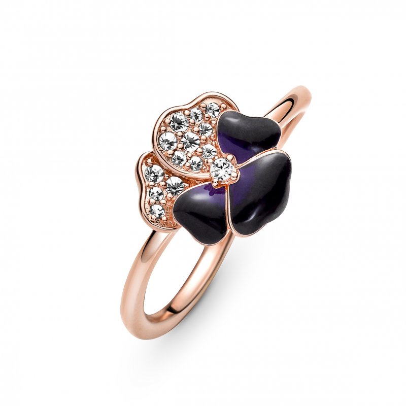 Deep Purple Pansy Flower Ring