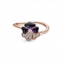 Deep Purple Pansy Flower Ring