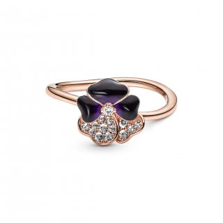Deep Purple Pansy Flower Ring