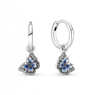 Blue Butterfly Hoop Orecchini