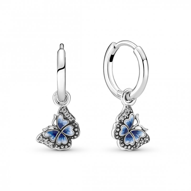 Blue Butterfly Hoop Orecchini