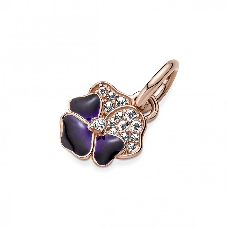 Deep Purple Pansy Flower Dangle Charm