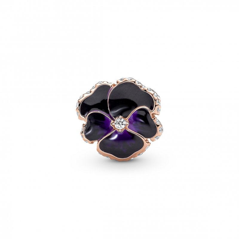 Deep Purple Pansy Flower Charm