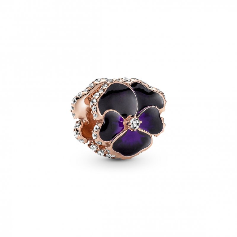 Deep Purple Pansy Flower Charm
