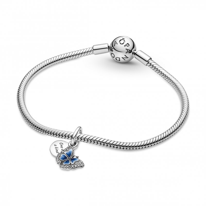 Blue Butterfly & Quote Double Dangle Charm