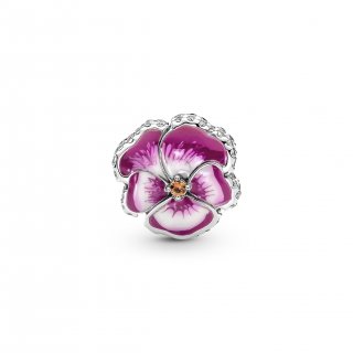 Pink Pansy Flower Charm