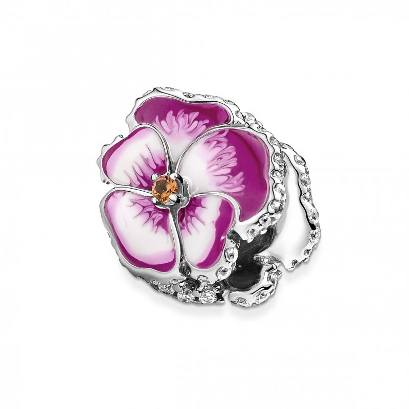 Pink Pansy Flower Charm