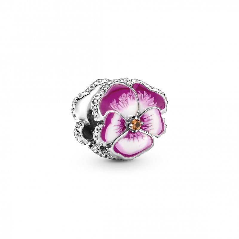 Pink Pansy Flower Charm